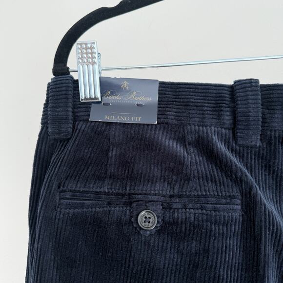Brooks Brothers Corduroy Pants Mens 34x30 Navy Blue Milano Fit Wide Wale Cotton - Picture 6 of 11